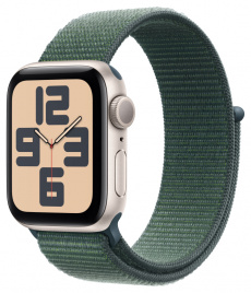Apple Watch SE 2024 GPS 40mm Starlight Aluminium Case with Lake Green Loop Band MXEH3