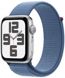 Apple Watch SE 2023 GPS 44mm Silver Aluminium Case with Silver Winter Blue Sport Loop (MREF3)