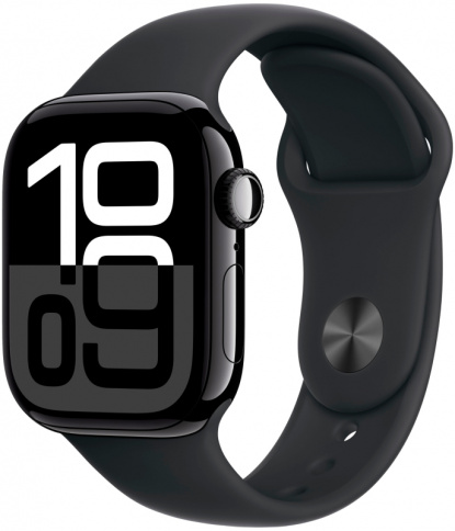 Apple Watch Series 10 GPS 42mm Jet Black Aluminum Case with Black Sport Band  фото 1